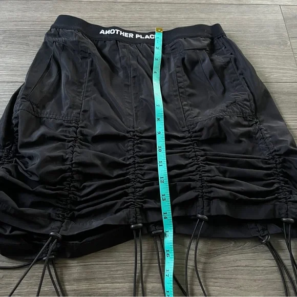 Another Place Womens Black Bungee Cord Mini Skirt Pull On Size Small Street Wear